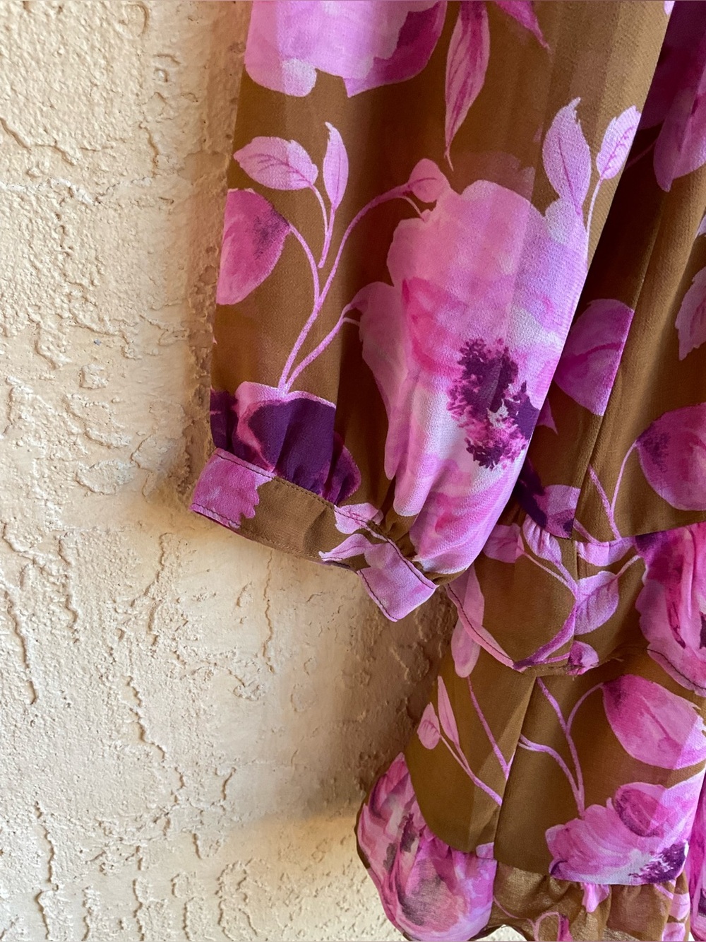 VICI‎ Charleston Waist Tie Floral Pink & Brown Mini Dress - Picture 9 of 16